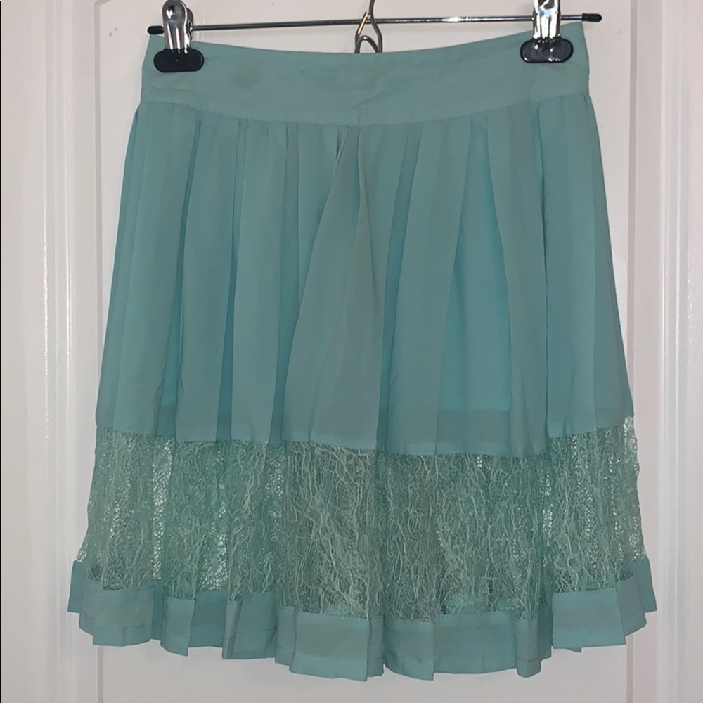 Mint/Blue Skater Skirt with Lace Panel